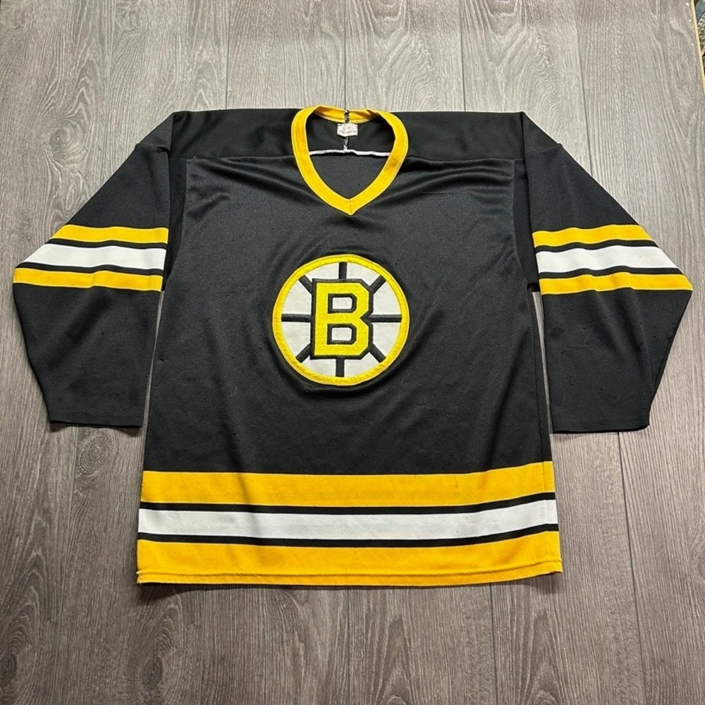 Vintage CCM Boston Bruins NHL Hockey Jersey Black Gold White Mens Medium